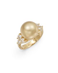 Majorica | Metallic 12mm Champagne Round Pearl 18k Gold Vermeil Ring | Lyst