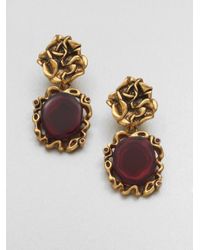 Oscar de la Renta | Purple Ruffle Clipon Drop Earring | Lyst