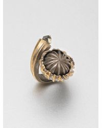 Saint Laurent | Metallic Pyrite Snail Ring | Lyst