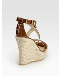 Jimmy Choo | Brown Porto Patent Leather Espadrille Wedge Sandals | Lyst