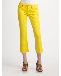 Tory Burch | Yellow Cropped Jeans | Lyst