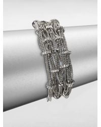 ABS By Allen Schwartz | Metallic Pave Rondelle Multi-row Chain Bracelet | Lyst