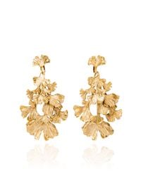 Aurelie Bidermann | Metallic Gold Plated Ginkgo Feather Articulated Earrings | Lyst
