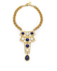 Ben-Amun | Metallic Blue and White Tiered Bib Necklace | Lyst