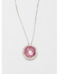 KALAN by Suzanne Kalan | Pink Topaz, White Sapphire & 14K Rose Gold Round Pendant Necklace | Lyst