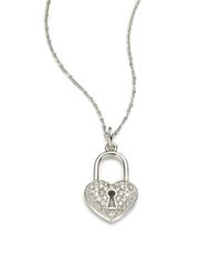 KC Designs | White Diamond Heart Locket Pendant Necklace | Lyst