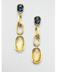 Marco Bicego | Metallic Murano Blue Topaz, Citrine & 18k Yellow Gold Link Drop Earrings | Lyst