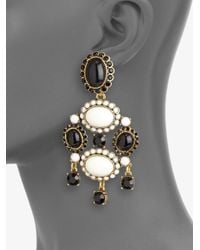 Oscar de la Renta | Black Two-Tone Chandelier Clip-On Earrings | Lyst