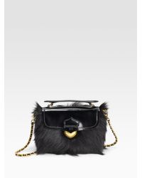 Prada | Black Fur Spazzolato Mini Crossbody Bag | Lyst