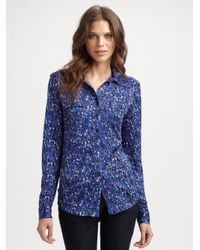 Tory Burch | Blue Printed Silk Blouse | Lyst