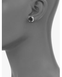 Judith Ripka | La Petite Black Onyx, White Sapphire & Sterling Silver Cushion Stud Earrings | Lyst