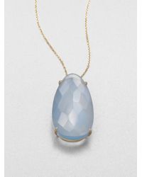 KALAN by Suzanne Kalan | Blue Agate & 14K Yellow Gold Pear Pendant Necklace | Lyst
