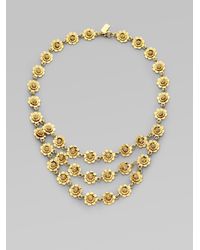 kate spade new york | Metallic Threestrand Floral Bib Necklace | Lyst