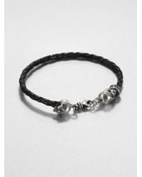 King Baby Studio | Black Braided Leather Hamlet Skull Bracelet for Men | Lyst