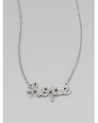Sydney Evan | Metallic Diamond Accented 14K White Gold Hope Necklace | Lyst