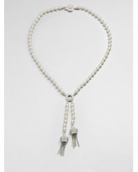 Adriana Orsini | White Tassel Pendant Necklace | Lyst