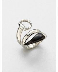 Gucci | Metallic Sterling Silver Black Horn Wrapped Ring | Lyst