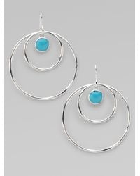 Ippolita | Metallic Turquoise Cabochon Sterling Silver Hoop Earrings | Lyst