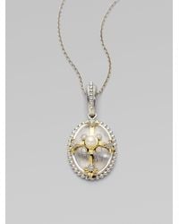 Jude Frances | Metallic Diamond Pearl 18k Gold Sterling Silver Oval Cross Pendant Necklace | Lyst