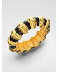 Kenneth Jay Lane | Ribbed Bangle Braceletblack | Lyst