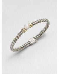 Lagos | Gray Freshwater Pearl Sterling Silver and 18k Yellow Gold Bracelet | Lyst