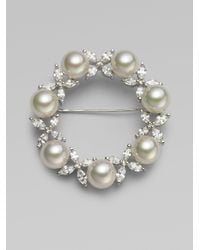 Majorica | Gray 10mm White Pearl Circle Brooch | Lyst