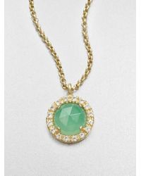 Mija | Light Green Jade and White Sapphire Necklace | Lyst