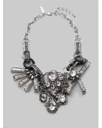 Oscar de la Renta | Metallic Crystal and Bead Bib Necklace | Lyst