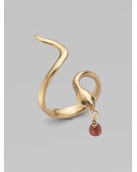Padma | Metallic 10k Gold Emerald Garnet Snake Ring | Lyst
