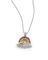 Sydney Evan | Metallic Ruby Sapphire Garnet Diamond Rainbow Pendant Necklace | Lyst
