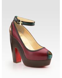 Christian Louboutin | Multicolor Minimi Colorblock Leather Peep Toe Platform Pumps | Lyst