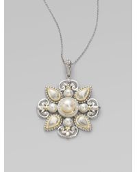 Jude Frances | Metallic Diamond Pearl 18k Gold Sterling Silver Large Scroll Pendant Necklace | Lyst