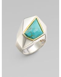 Kara Ross | Metallic Turquoise Pyramid Ring | Lyst