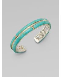 Kara Ross | Blue White Sapphire Accented Turquoise Section Cuff Bracelet | Lyst