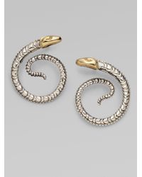 Konstantino | Metallic Sterling Silver 18k Yellow Gold Snake Earrings | Lyst