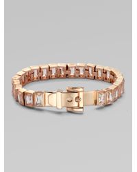 Michael Kors | Metallic Baguette Stone Tennis Bracelet-rose Gold-tone | Lyst
