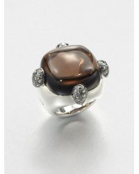 Pomellato | Metallic Sterling Silver Cabochon Ring/marcasite Prongs | Lyst