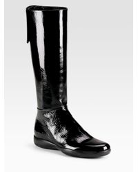 Prada | Black Tall Flat Sport Boots | Lyst