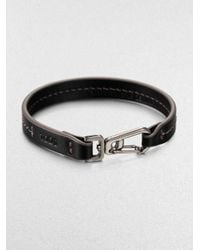 Tod's | Black Marina Topstitched Leather Bracelet for Men | Lyst