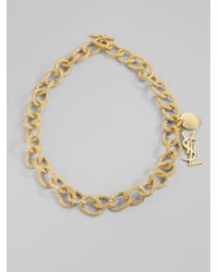 Saint Laurent | Metallic Textured Link Necklace | Lyst