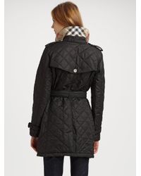 Burberry Brit | Black Quilted Trench Jacket | Lyst