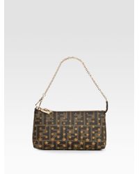 Fendi | Brown Signature Star Mini Roll Bag | Lyst