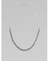 FLorian | Purple Long Painted Bead Leather Necklace | Lyst