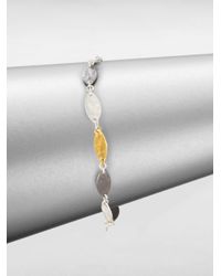 Gurhan | Metallic Willow 24k Yellow Gold & Sterling Silver Leaf Flake Bracelet | Lyst