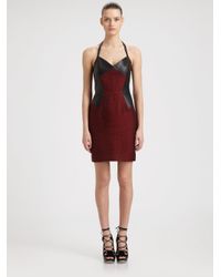 Jason Wu | Red Leather Metallic Tweed Halter Dress | Lyst
