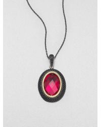 Jude Frances | Pink Black Spinel Accented 18k Gold Sterling Silver Fuchsia Quartz Enhancer | Lyst