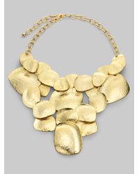 Kenneth Jay Lane | Metallic Hammered Disc Bib Necklace | Lyst