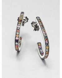Mcl Matthew Campbell Laurenza | Multicolored Sapphire & Sterling Silver J-hoop Earrings | Lyst