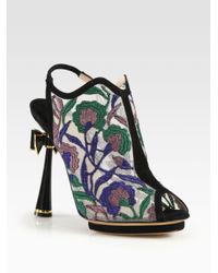Nicholas Kirkwood | Black Embroidered Open Back Bow Suede Ankle Boots | Lyst