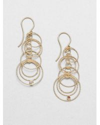 Roberto Coin | Metallic Diamond 18k Yellow Gold Hoop Drop Earrings | Lyst